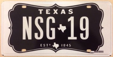 Texas Estimated 1845 optional vanity NSG 2019 license plate TX 19 Neurosurgeon