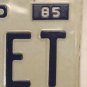 Vanity 1 JANET license plate Janette Jany Janett Jannet Jannett 1985 Jan Janey