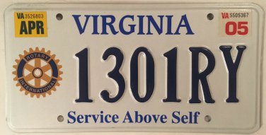 ROTARY CLUB Foundation license plate SERVICE ABOVE SELF Rotarian Evanston Wheel