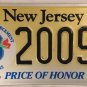 New Jersey THIN BLUE LINE FALLEN POLICE OFFICER vanity 2009 license plate Honor