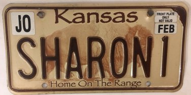 Kansas Buffalo vanity SHARON 1 license plate Sharron Shar Shary KS Shara Shari