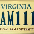 Texas A&M University AGGIES license plate College Station Reveille IX TAMU TX