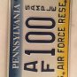 U.S. AIR FORCE RESERVE license plate USAF Pilot PA Military 100 Airman Jet base