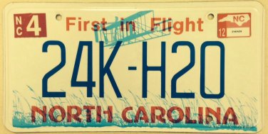 North Carolina vanity 24K H2O license Plate Diamond Carat Gold Crystal Water