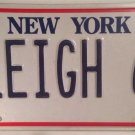 New York vanity LEIGH 63 1963 license plate Leah Lia Lea Leia NY