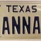Vanity HANNA HANNAH 2 license plate Anna Ann Hanny Hannie Hana Hanah Honna 1982