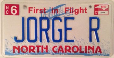 North Carolina vanity JORGE R license plate George Jorje Jorgi Jordi Jory