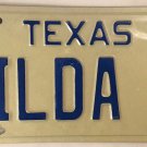 Vanity HILDA J license plate Brunhilda Hildegard Hylda Hilde Elda Hildy Hildie