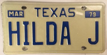 Vanity HILDA J license plate Brunhilda Hildegard Hylda Hilde Elda Hildy Hildie