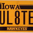 University Iowa HAWKEYES vanity SEE YOU LATER license plate Goodbye Farewell Bye