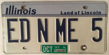 IL vanity ED AND ME 5 license plate Edwards Edward Edwina Edwidge Edwin Edvard