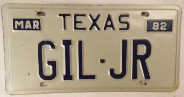 Vanity GIL GILBERT JUNIOR license plate Bert Bertie Gibb Gilberte Gigi Gilberto