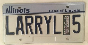 Vanity LARRY L license plate Lawrence Lars Lorenzo Loren Laurence Renzo Larnell