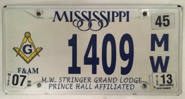 Freemason FREE MASON STRINGER GRAND LODGE license plate Freemasonry Masonic F&AM