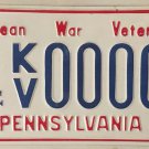 Pennsylvania KOREAN WAR VETERAN license plate Korea Vet PA Battle Inchon Kapyong