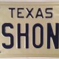 TX vanity SHON SEAN SHAWN license plate Shaun Shaughn 1979