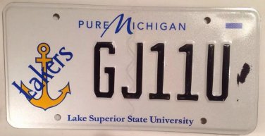 Michigan LAKE SUPERIOR STATE UNIVERSITY license plate Fog Horn Seamore Sea Duck