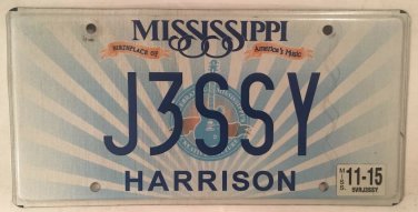 Vanity JESSY JESS license plate Jessie Jessica Jessi Jessika Jessey Jesiah Jesse