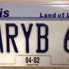 Vanity MARY B 63 license plate 1963 Maria Marilyn Mariana Marie Marya Maryann
