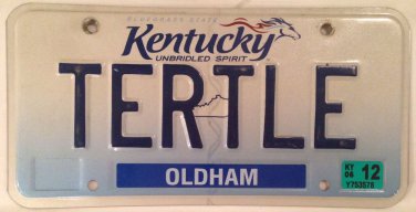 Kentucky vanity TURTLE license plate Slow Wild Animal Wildlife Tortoise