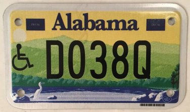 Alabama HANDICAP MOTORCYCLE D08Q PROTOTYPE license plate sample D 08 Q