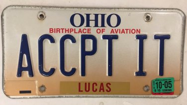 Vanity ACCEPT IT license plate Truth Divorce Age Old job Denial loss LUCAS