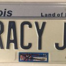 IL vanity TRACY J license plate Tracey Traci Tracie Tracee Trace Trasey Treacy