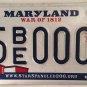 Maryland 1812 license plate QUADRUPLE 0 Zero 0000 repeating number Triple 000 BE