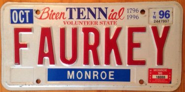 Tennessee vanity FAUR FOR YOUR KEY license plate sports car Ferrari Audi BMW VW