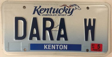 Kentucky vanity DARA W license plate Darah Darra Darice Daira