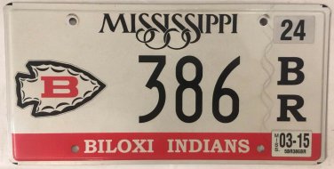 BILOXI INDIAN license plate Tribe Tunica Nation Native American Tribal Low #386