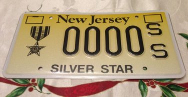 New Jersey SILVER STAR medal license plate War Combat Valor Military Decoration
