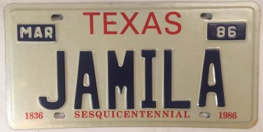 Sesquicentennial vanity JAMILA JAMI LA license plate Jamie James Jim Los Angeles