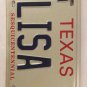 Vanity ELISA ELIZA license plate Lisa Liza Elizabeth Elisabeth Elisha Lizzy Liz