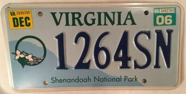 SHENANDOAH NATIONAL PARK license plate Appalachian Trail Old Rag Mountain Hiking