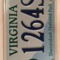 SHENANDOAH NATIONAL PARK license plate Appalachian Trail Old Rag Mountain Hiking