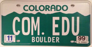 Colorado vanity COM . EDU license plate Community Communication Education