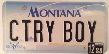 MT vanity COUNTRY BOY license plate Farmer Rancher Farm Cowboy Ranch Music song