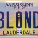 Vanity 2 BLONDE Z license plate Female Girl Beauty Hair Dumb Beer joke color car