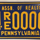 PA REALTOR REAL ESTATE AGENT license plate sample realty RE/MAX Sotheby's ERA 21