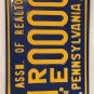 PA REALTOR REAL ESTATE AGENT license plate sample realty RE/MAX Sotheby's ERA 21