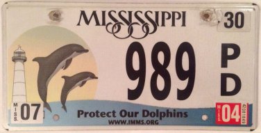 PALINDROME Dolphins #989 license plate Marine Mammal Dolphin Aquarium PD IMMS