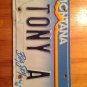 Vanity TONY A license plate Anthony Antonio Antoine Tonnie Tonny toni Antony Ton
