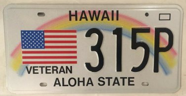 Hawaii PEARL HARBOR VETERAN license plate USS Arizona Pacific Fleet Memorial WW2