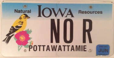IA vanity NO R license plate Regrets Reason Rest Ring Right Rose Rule Run Return