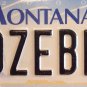 MT vanity 00 ZEBRA license plate Wildlife Wild Animal Zoo Jungle Safari Africa