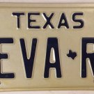 TX vanity EVA R license plate 1982 Geneva Evangeline Evita Evina