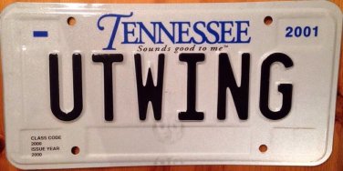 UNIVERSITY TENNESSEE vanity UT WING license plate Helicopter Pilot Plane Fly Aircraft USAF