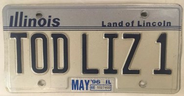 Vanity TOD LIZ 1 license plate Elizabeth Beth Todd Lizzy Toddler Elisabeth Eliza