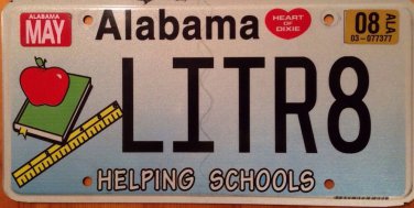 Helping Schools vanity LITERATE license plate Read Write Education Teacher book